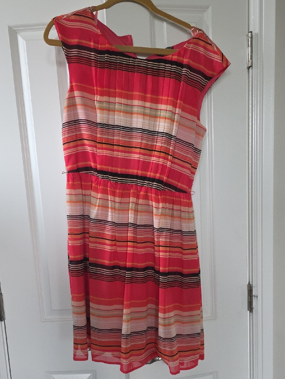 Jessica Howard Coral, Black and Cream Striped Midi Dress